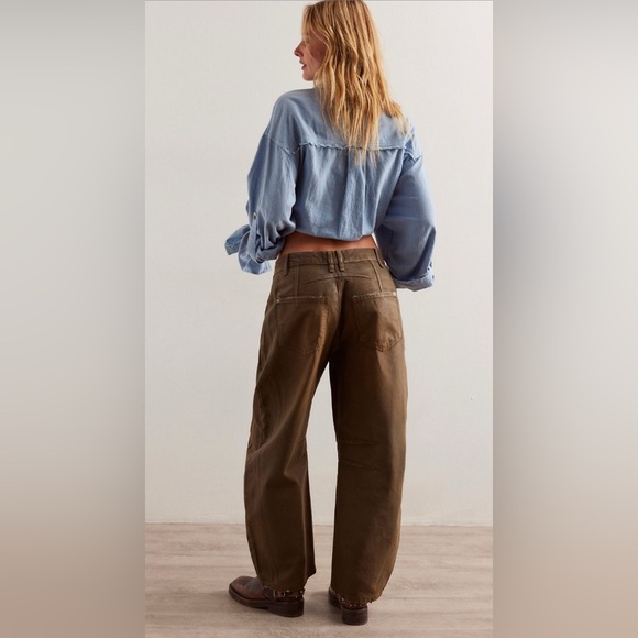 NWT We The Free Good Luck Barrel Coated Jeans 27 New Moon Brown - Picture 3 of 12